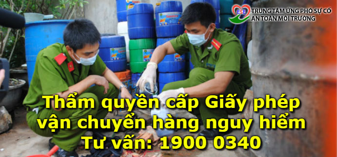 Thẩm quyền cấp Giấy phép vận chuyển hàng nguy hiểm: 1. Bộ Công an cấp Giấy phép vận chuyển hàng nguy hiểm loại 1, loại 2, loại 3, loại 4 và loại 9 quy định