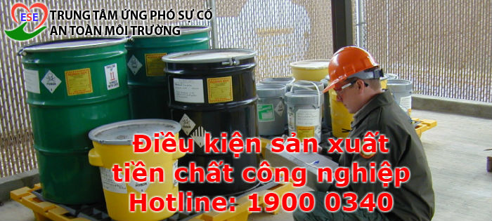 Điều kiện sản xuất tiền chất công nghiệp được ban hành kèm Nghị định 113/2017/NĐ-CP quy định chi tiết và hướng dẫn thi hành một số điều của Luật hóa chất 