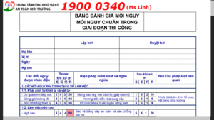 Biểu mẫu Đánh giá mối nguy