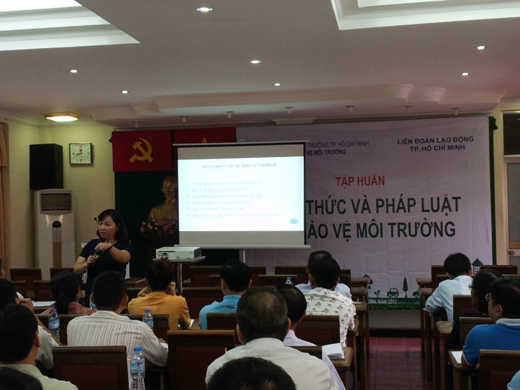 Buổi tập huấn kiến thức bảo vệ môi trường tổ chức bởi Chi cục Bảo vệ môi trường Thành phố Hồ Chí Minh, thực hiện bởi Công ty Cổ phần Phát triển GRECO