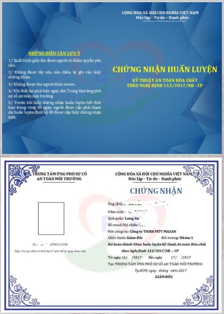 Giấy chứng nhận đủ điều kiện sản xuất hóa chất