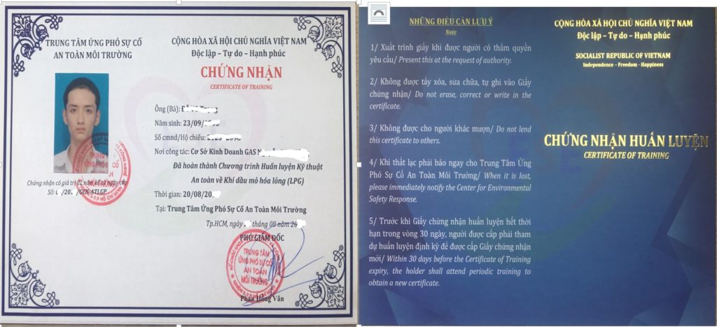 giấy chứng nhận an toan lpg